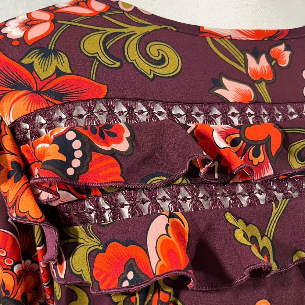 LOFT FLORAL PULLOVER TOP WITH RUFFLE DETAIL (a239) - Picture 10 of 14